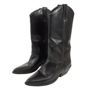 Vintage Thom McAn Black Leather Cowgirl Boots Womens 7 Western Boho 1970s